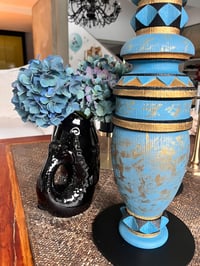 Bleu antique bougeoir/vase