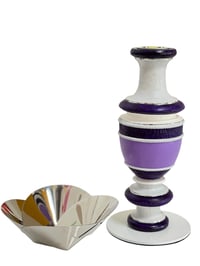 lignes chromées bougeoir/vide poche/coupelle mauve