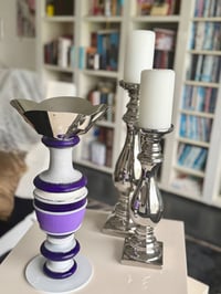 lignes chromées bougeoir/vide poche/coupelle mauve