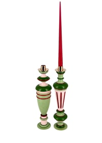 Pink/olive duo bougeoirs