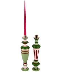 Pink/olive duo bougeoirs