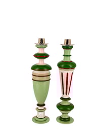 Pink/olive duo bougeoirs