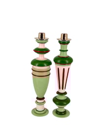 Pink/olive duo bougeoirs