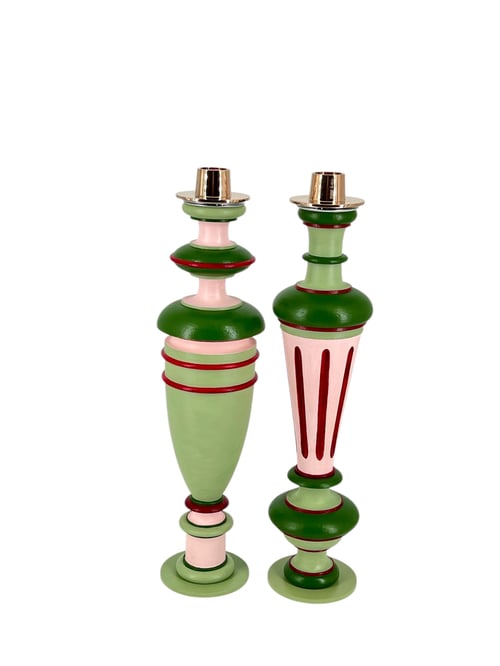 Product Pink/olive duo bougeoirs